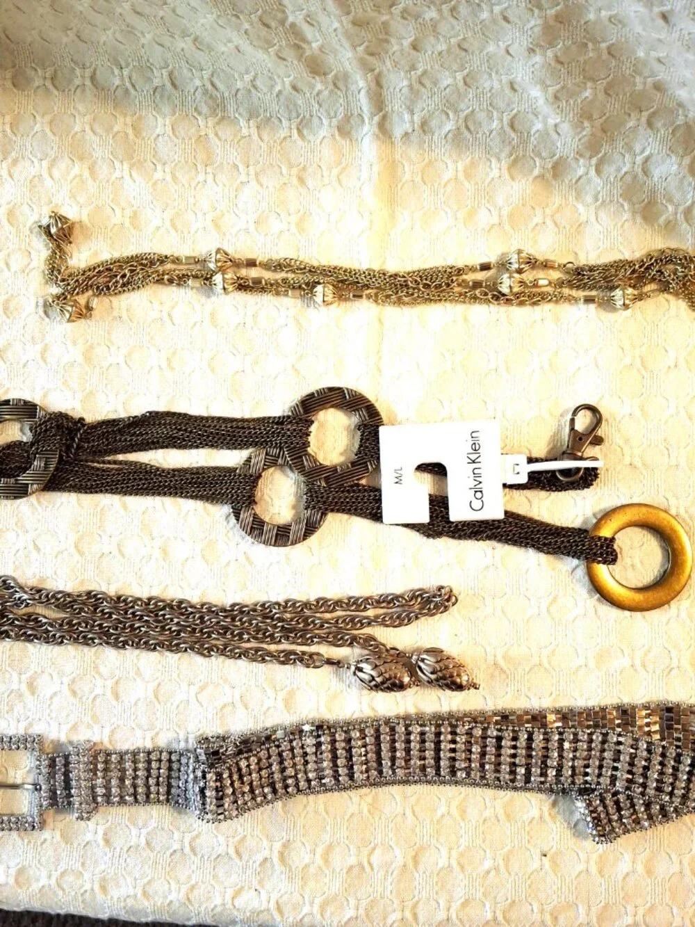 Lot of Four Chain and Rhinestone Belts